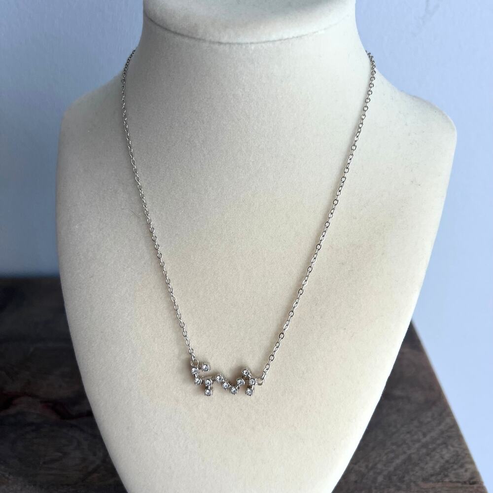 New Rhinestone Silver Tone Delicate Scorpio Constellation Zodiac Necklace